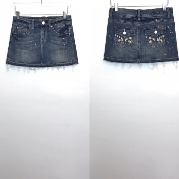 Seven 7 Denim Micro Mini Released Hem Bleach Detail 25 - Picture 1 of 8